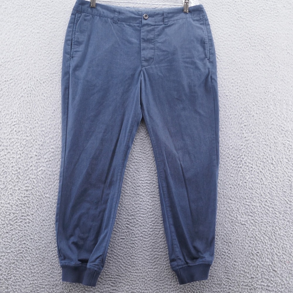 J Crew Mens Blue Cotton Blend Jogger Pants Ribbed Cuffs Size 33‎ Casual